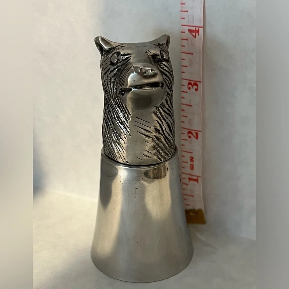 VINTAGE PEWTER ALUMINUM ANIMAL STIRRUP CUP
